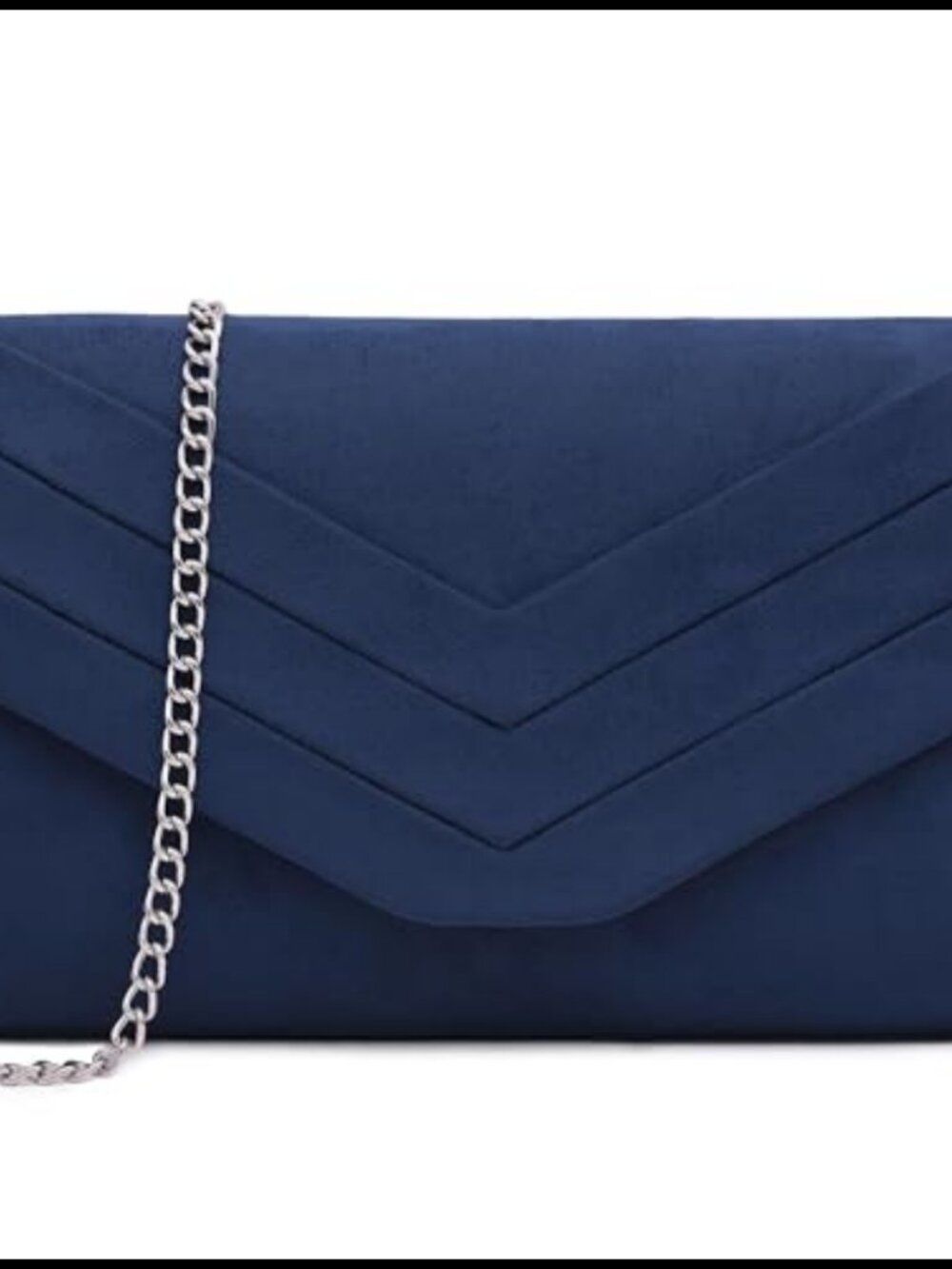 Suede Pleated Evening Clutch Wedding Party Bag Removable Chain